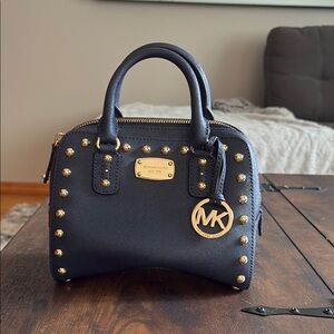 NEW! Michael Kors Navy and Gold Satchel with Structured Design